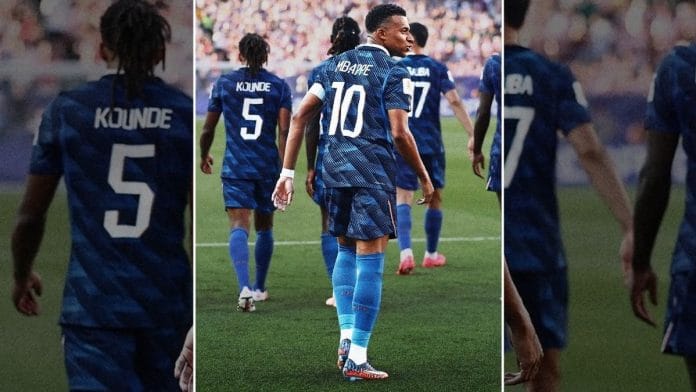Kylian Mbappe celebrates after scoring against Paraguay in the FIFA World Cup early Sunday | @fifaworldcup, Instagram