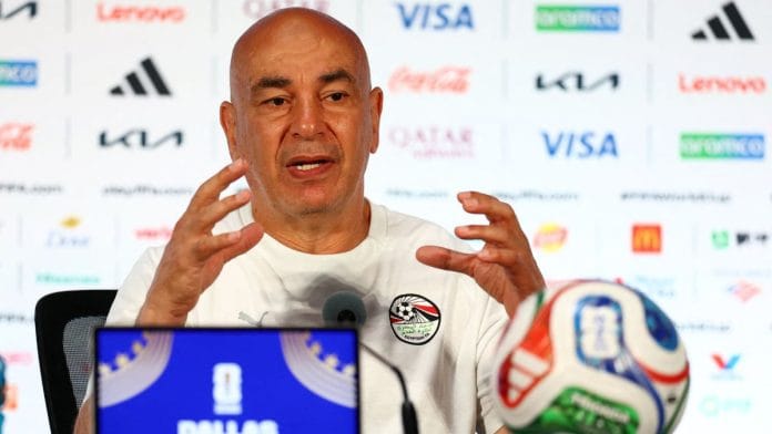 Egypt coach Hossam Hassan during a press conference before a match in the 2026 FIFA World Cup | Issei Kato | Reuters