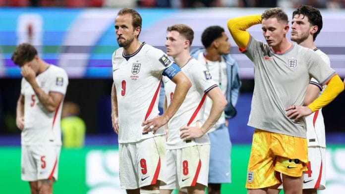 Harry Kane of England looks dejected losing to Argentina in the 2026 FIFA World Cup semi-final | Paul Childs | Reuters