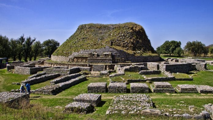 The Dharmarajika Stupa, a Mauryan-era Buddhist stupa near the city of Taxila. | WIkipedia