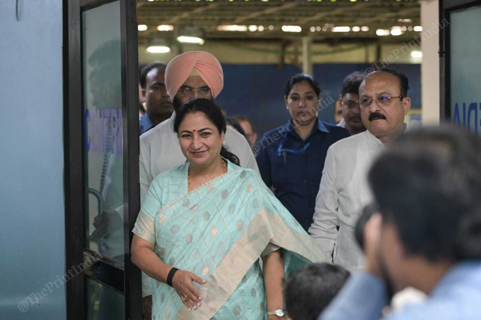 Delhi Chief Minister Rekha Gupta, along with members of her Cabinet, addresses a press conference on the Delhi Electric Vehicle Policy in New Delhi Monday | Suraj Singh Bisht/ThePrint.