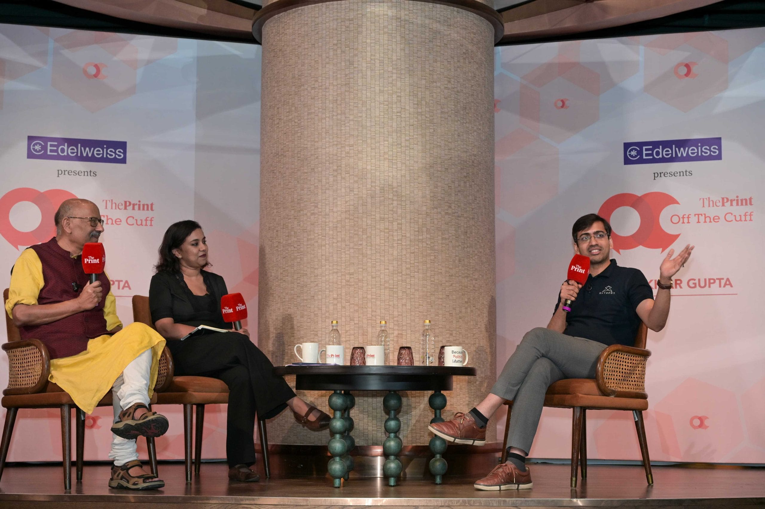 Pawan Chandana, co-founder and CEO of Skyroot Aerospace, speaks at ThePrint Off The Cuff with ThePrint Editor-in-Chief Shekhar Gupta and Senior Assistant Editor Soumya Pillai | Suraj Singh Bisht/ThePrint.