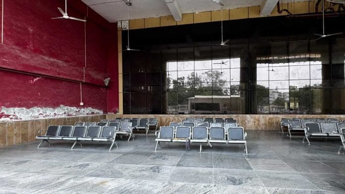 Empty seats and corridors at the Sector 82 City Bus Terminal, Noida. Barely 4-5 buses come to the terminal