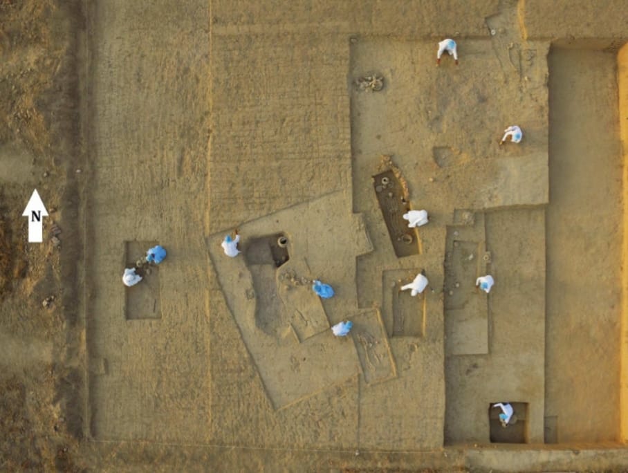 Members of archaeologist Vasant Shinde's team wear protective clothing to minimise contamination during the Rakhigarhi excavation | Photo by special arrangement