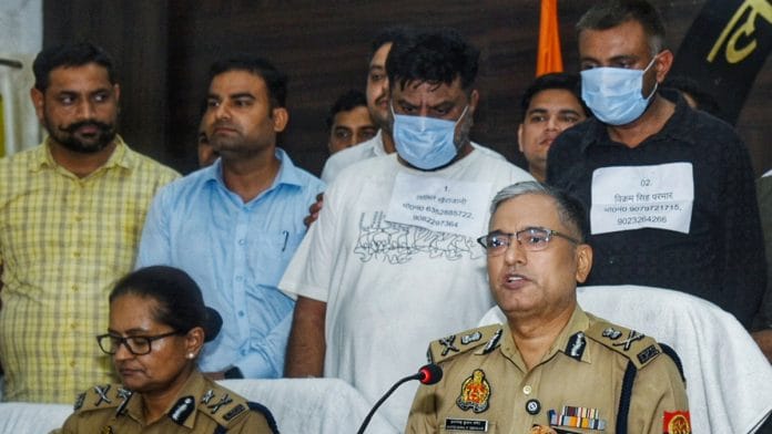 Lucknow Police Commissioner Amrendra Kumar Sengar, along with Joint Police Commissioner (Law & Order) Bablu Kumar (unseen), addressing a press conference over cyber frauds in Lucknow on 2 July 2026 | ANI