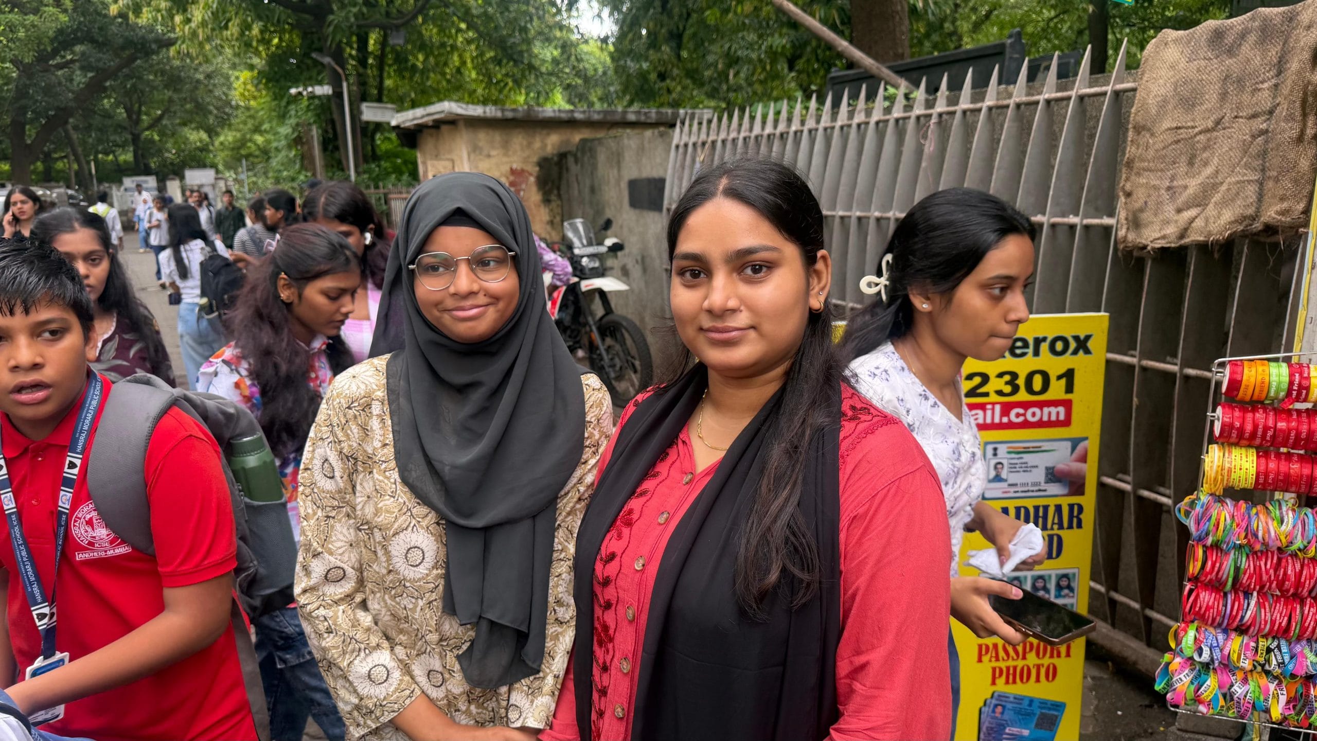 Naseha Shaikh (left) and her friend Ayesha outside their college in Mumbai | Photo: Triya Gulati | ThePrint
