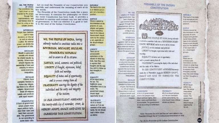 NCERT’s Class 7 textbook uses the old Preamble without telling students why