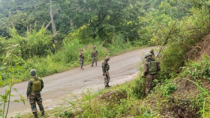 A security operation under way in Manipur’s Ukhrul last week | X/@official_dgar