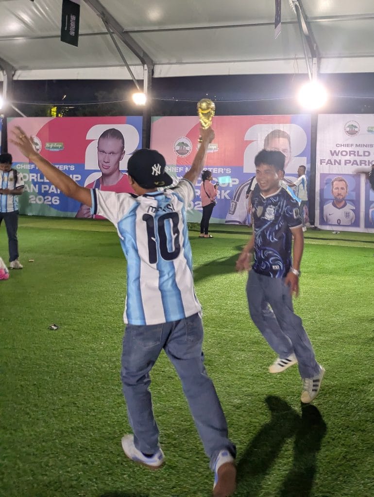 A fan celebrates after Argentina wins its quarter-final match against Switzerland | Rahul Saikia | ThePrint