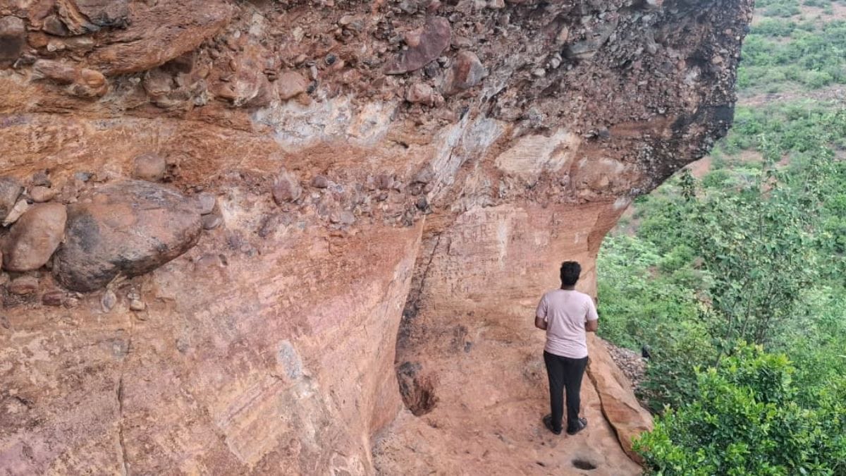 Prehistoric rock shelter discovered on Tamil Nadu-Andhra border. It has carvings on its walls
