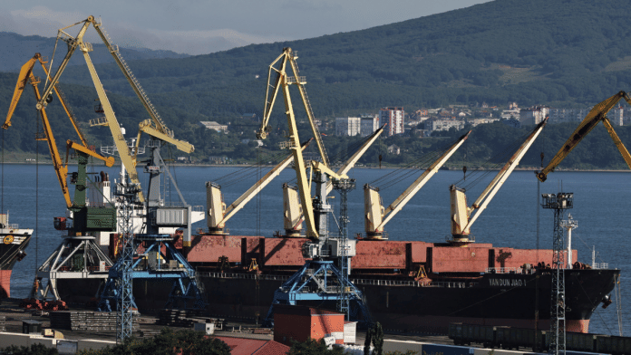 A view shows the Yan Dun Jiao 1 bulk carrier in the Vostochny container port in the shore of Nakhodka Bay near the port city of Nakhodka, Russia. | Reuters