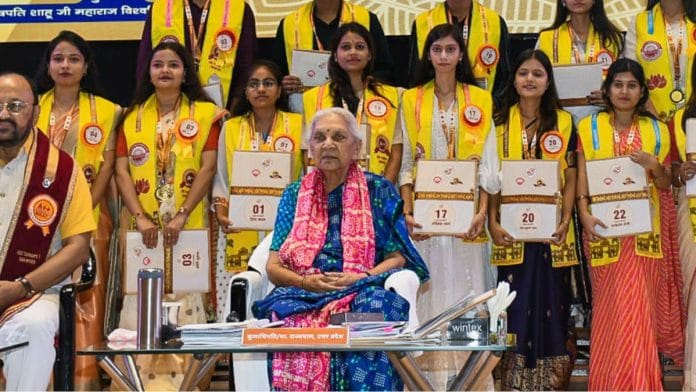 Uttar Pradesh Governor Anandiben Patel at the 41st Convocation Ceremony at Chhatrapati Shahu Ji Maharaj University in Kanpur Thursday | ANI