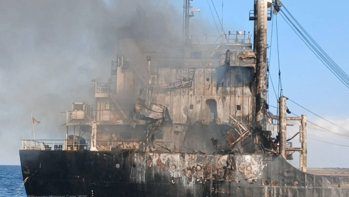 Merchant vessel GOLDEN LEO was struck by missiles while transiting the Black Sea | X/@andrii_sybiha