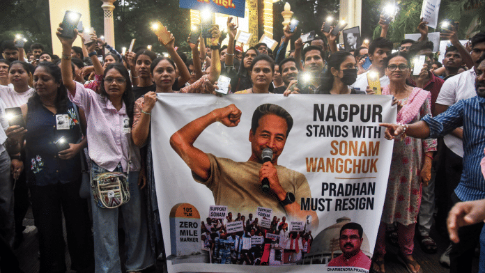 Supporters of Cockroach Janata Party (CJP) stage a peaceful candle march in support of environmentalist Sonam Wangchuk in Nagpur | ANI File
