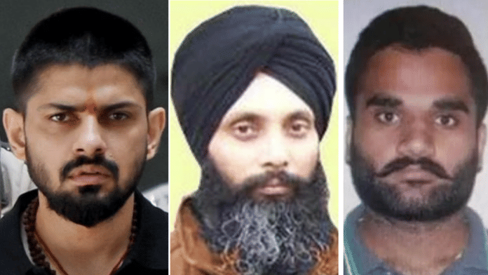 Gangsters Lawrence Bishnoi (left) & Goldy Brar (right) have been charged with orchestrating the June 2023 killing of Sikh separatist Hardeep Singh Nijjar (centre) | ANI/By Special Arrangement