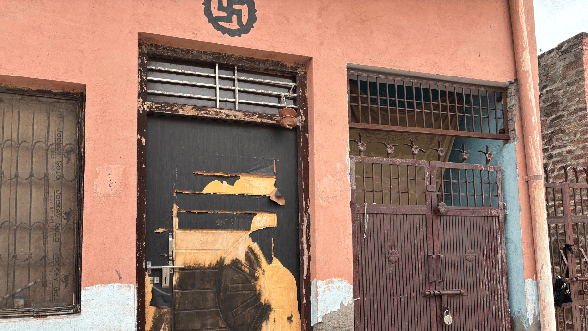 The locked house (right) of Tushar, another arrested accused, at Riwara village. His grandmother is the only immediate family member he has | Samridhi Tewari | ThePrint