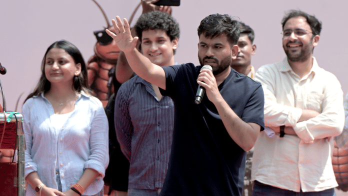 CJP's Abhijeet Dipke (in black T-shirt) was ably supported by his colleagues Ratna Singh, Saurav Das, and Ashutosh Ranka in the protest that lasted for five weeks | Suraj Singh Bisht | ThePrint