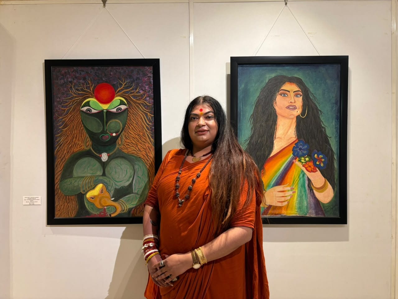 Artist Vaishnavi Jagdamba Nandakiri with her artwork | Photo: Sakshi Mehra/ThePrint