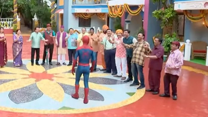 Spider-Man enters Gokuldham Society in Taarak Mehta Ka Ooltah Chashmah | Screengrab from YouTube video