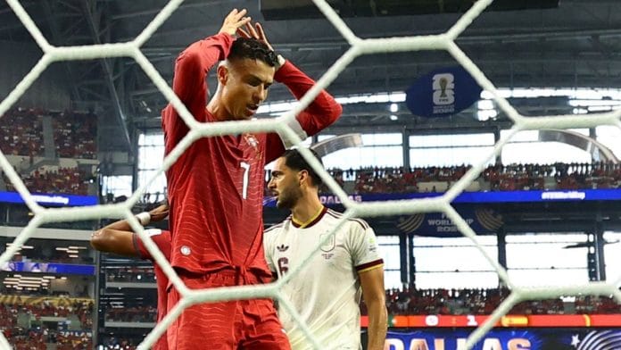 Cristiano Ronaldo reacts after a missed chance against Spain in the 2026 FIFA World Cup | Hannah Mckay | Reuters