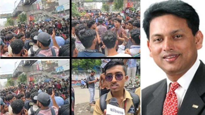 Students protesting in Dhaka; Bangladesh Education Minister Dr ANM Ehsanul Hoque Milon | Credit: X/@Arafath023, bnfe.gov.bd