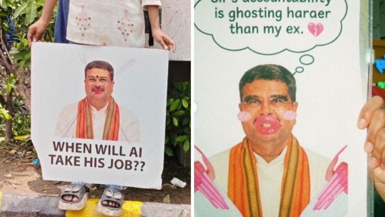 Drag or bangles aren’t insults. Students’ protest posters need to catch up