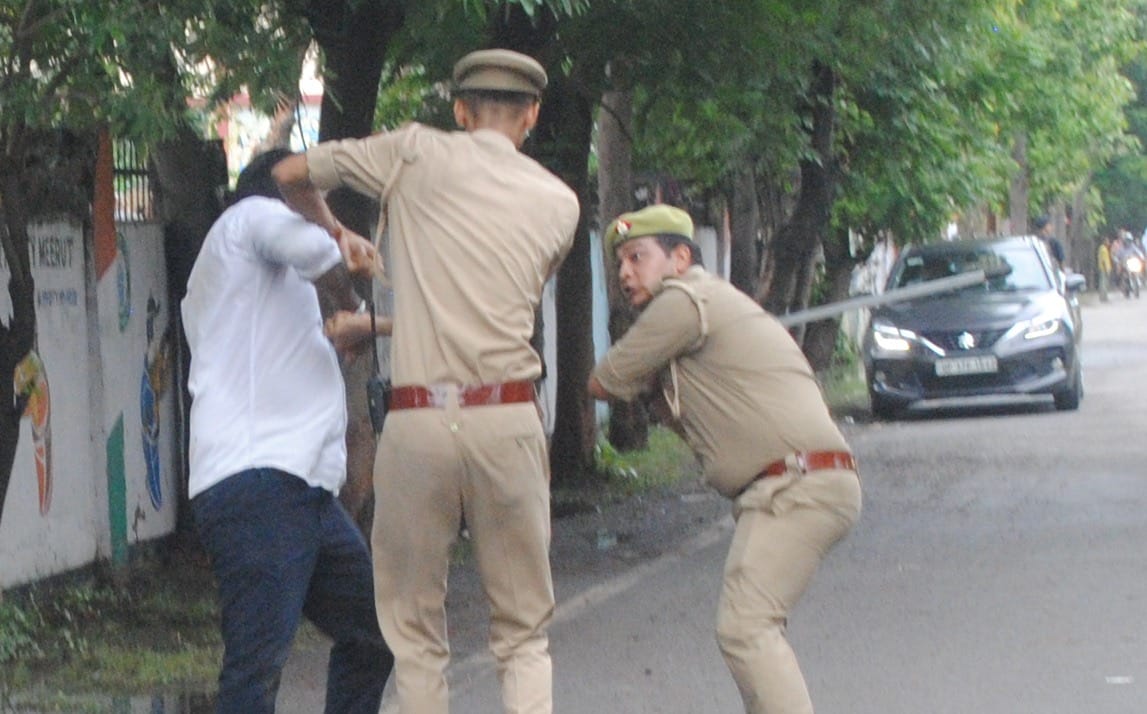 Police action on protesters gathered outside Commissioner's Square Wednesday has sparked outrage | By special arrangement