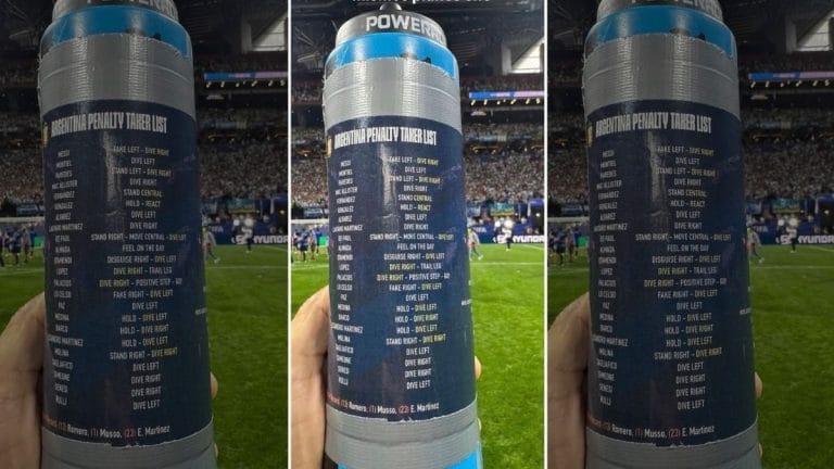 Argentina players find England goalkeeper’s penalty ‘cheat sheet’ on water bottle