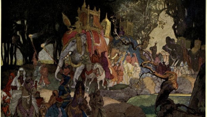 The queens and ladies of the harem of Aurangzeb travelling to Kashmir by Harry Johnston in 1913. | Commons