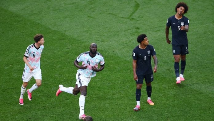 Romelu Lukaku celebrates after scoring for Belgium against the US in the FIFA World Cup | Agustin Marcarian | Reuters