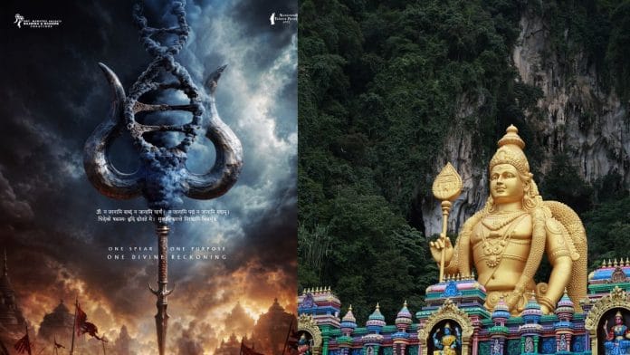 Jr NTR's God of War poster (left) and Lord Murugan (right). Images: @tarak9999 and Pexels