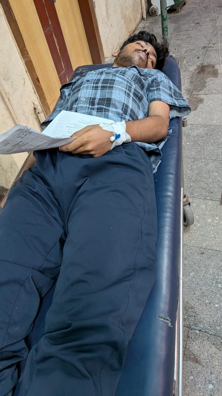 Pankaj Gupta brought to RML on Tuesday by fellow protesters | Photo: Sneha Richhariya/ ThePrint