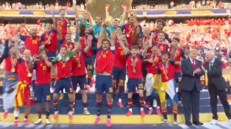 Donald Trump’s World Cup stage-moment with Spain sparks memes