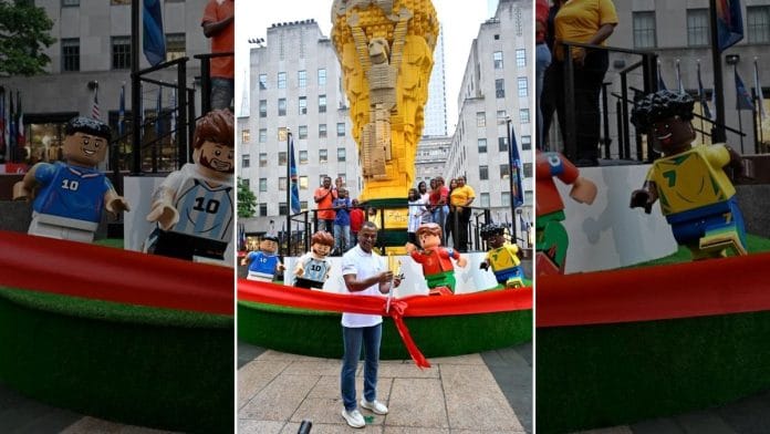 Brazilian legend and two-time World Cup champion Cafu unveiled the trophy | Source: LEGO