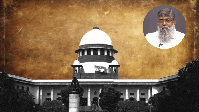 Supreme Court of India & (inset) journalist R. Rajagopal | ThePrint Team/Kerala Literature Festival