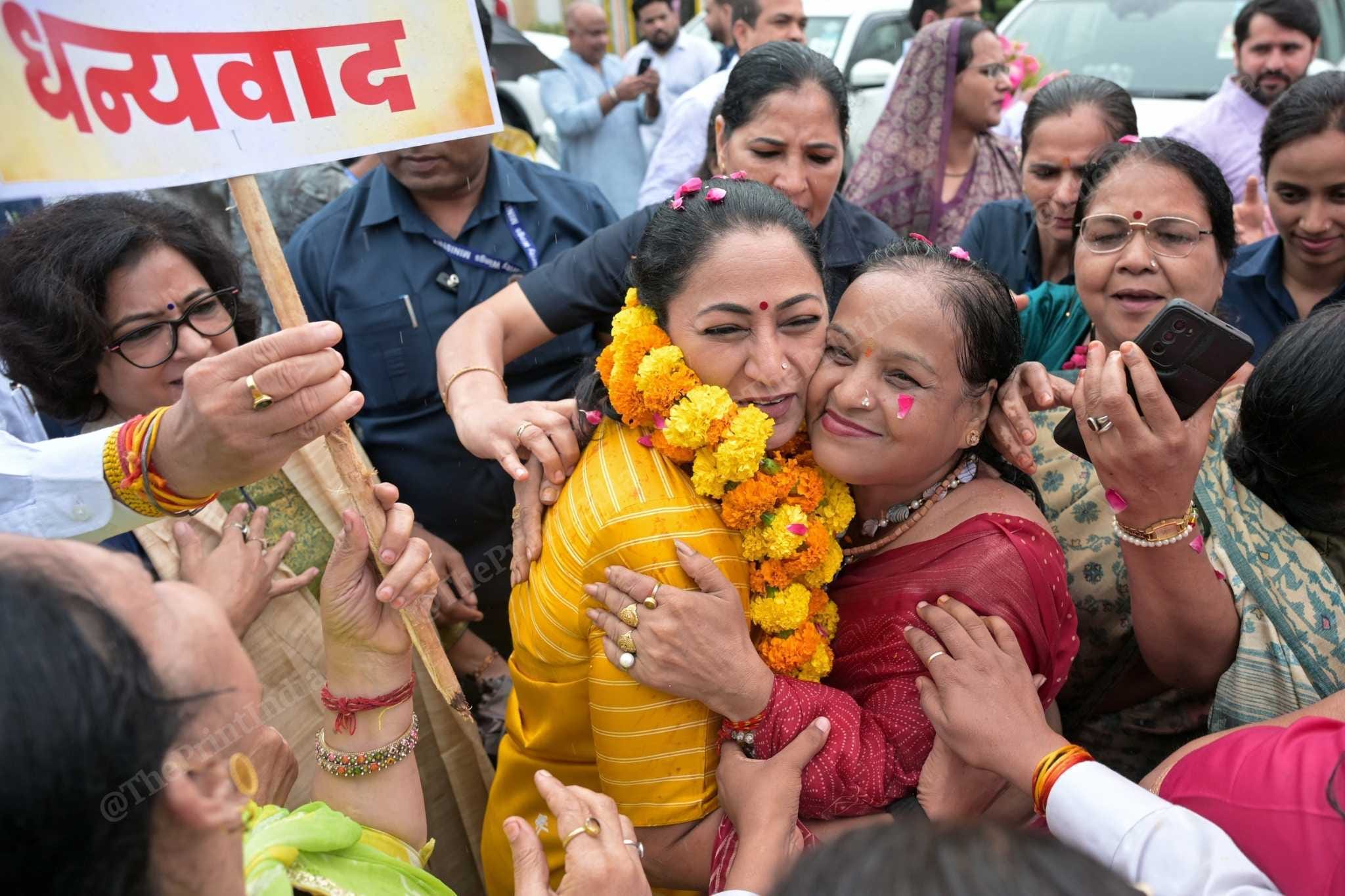 Delhi CM Rekha Gupta being welcomed by women and BJP MLAs at Vidhan Sabha after approving Laxmi Yojna during the sixth session of the Eighth Legislative Assembly in New Delhi on 7 August, 2026 | Suraj Singh Bisht/ThePrint