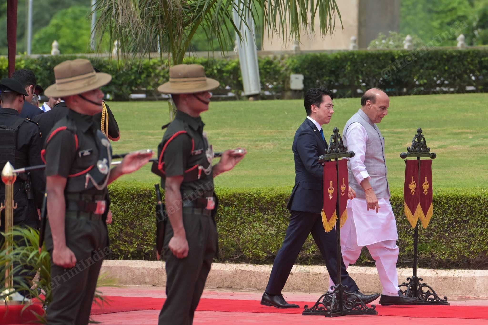 apanese Defence Minister inspecting the ceremonial Guard of Honour in the presence of Indian counterpart Rajnath Singh at Manekshaw Centre, New Delhi on 20 August, 2026.  | Suraj Singh Bisht/ThePrint