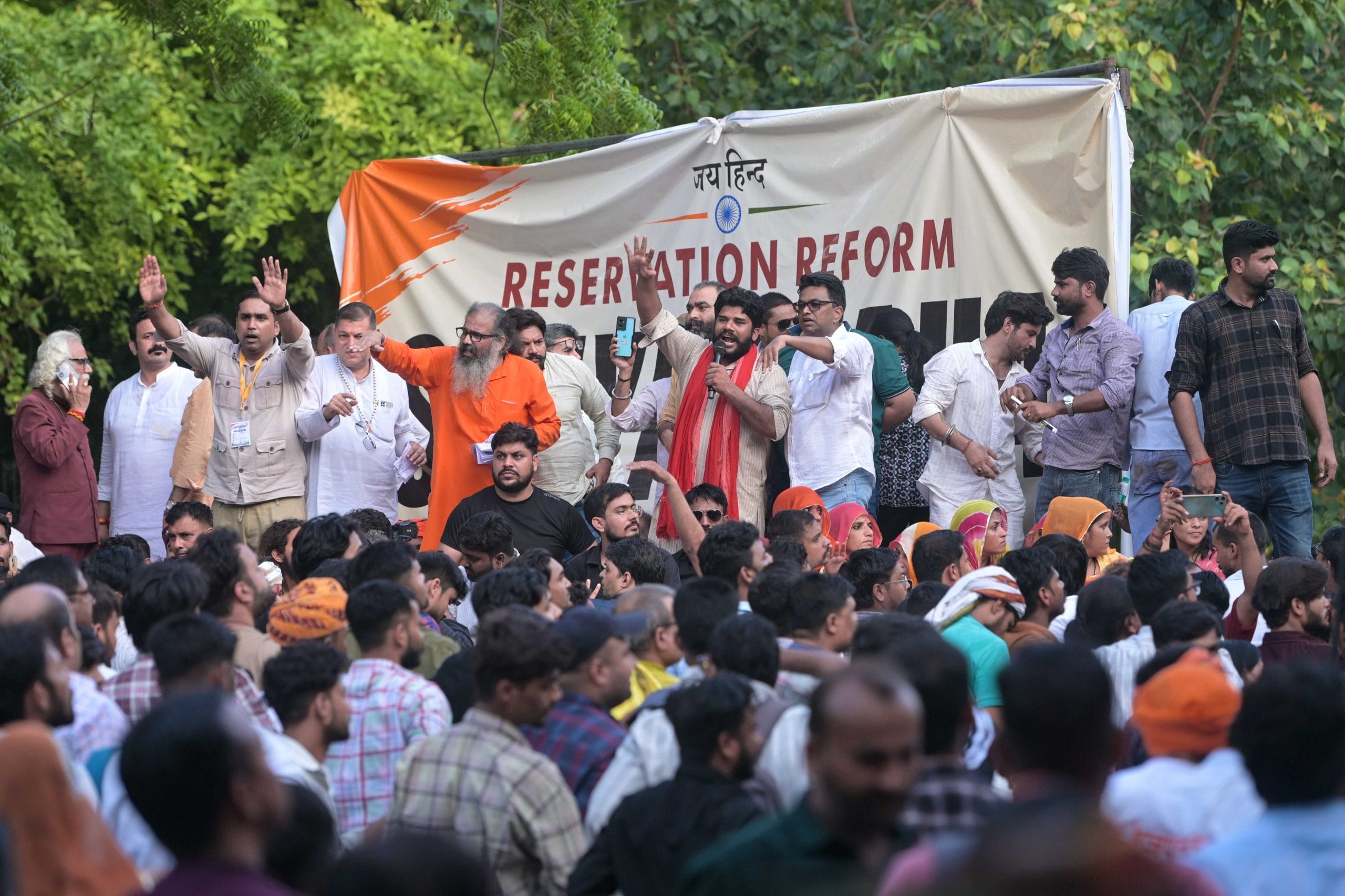 A crowd gathered at New Delhi's Jantar Mantar protesting against reservation bill on 21 August, 2026 | Suraj Singh Bisht/ThePrint