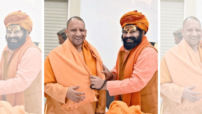 Ayodhya-based priest Raju Das with UP CM Yogi Adityanath | Instagram/@mrajudas_ayodhya
