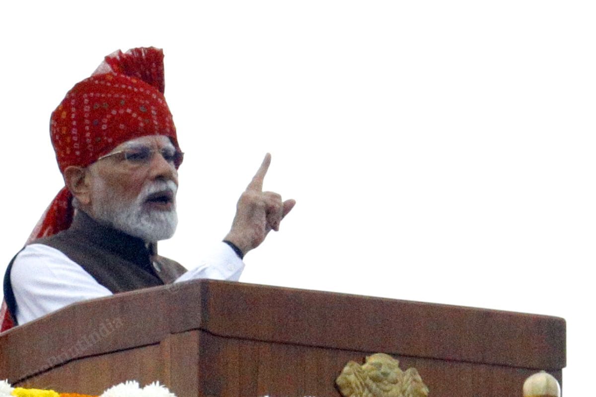 PM Modi speaking at the Red Fort on Independence Day | Praveen Jain | ThePrint