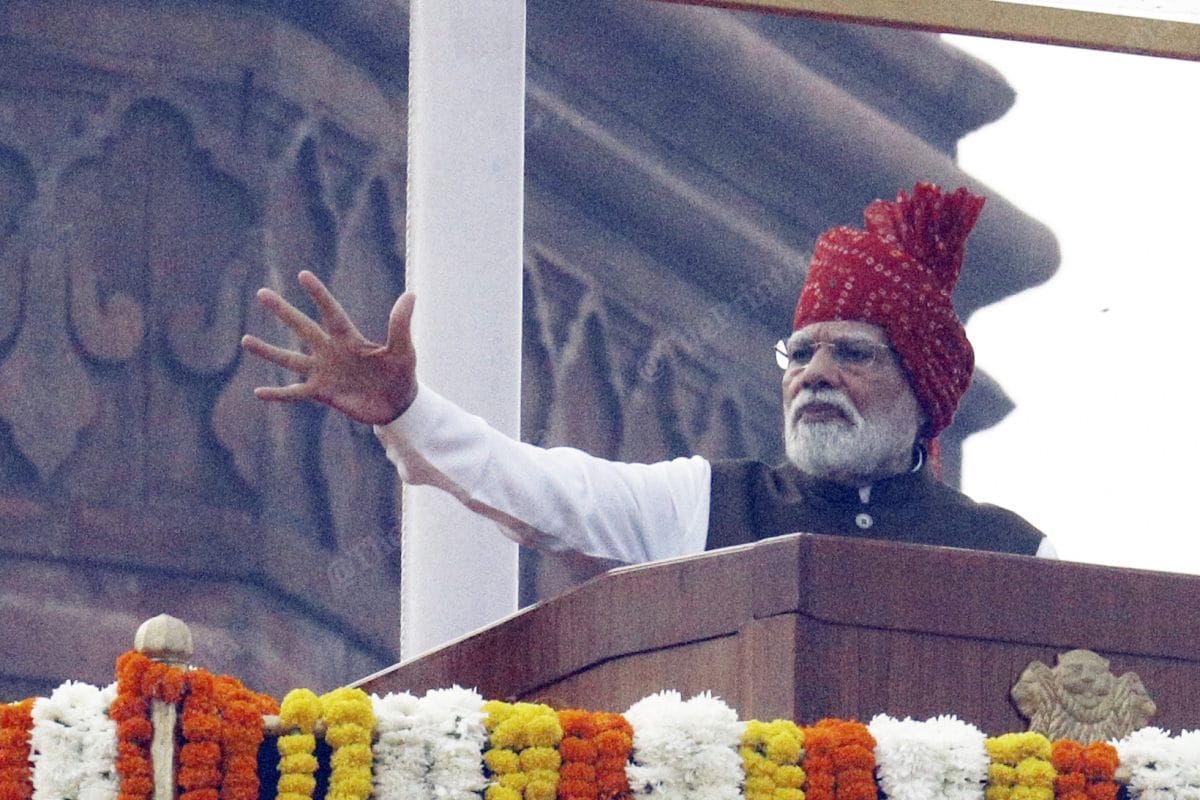 PM Modi said India is moving forward at unprecedented speed and no force can stop the resolve of its citizens, who would take the nation to achieving 'Viksit Bharat' by 2047, the year India would celebrate its 100th Independence Day | Praveen Jain | ThePrint