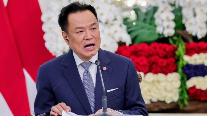 Thailand's Prime Minister Anutin Charnvirakul speaks during a press conference at the presidential Merdeka Palace in Jakarta, Indonesia, August 3, 2026. Willy Kurniawan/ REUTERS