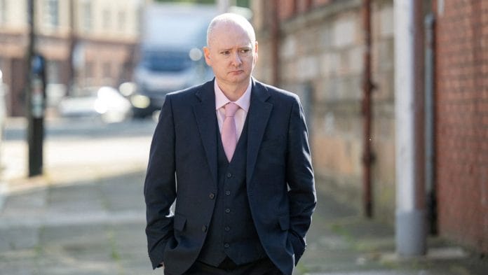 Former snooker world champion Graeme Dott, who is accused of sexually abusing two children between 1993 and 2010, arrives at the High Court in Glasgow, Scotland, Britain. | Lesley Martin/Reuters