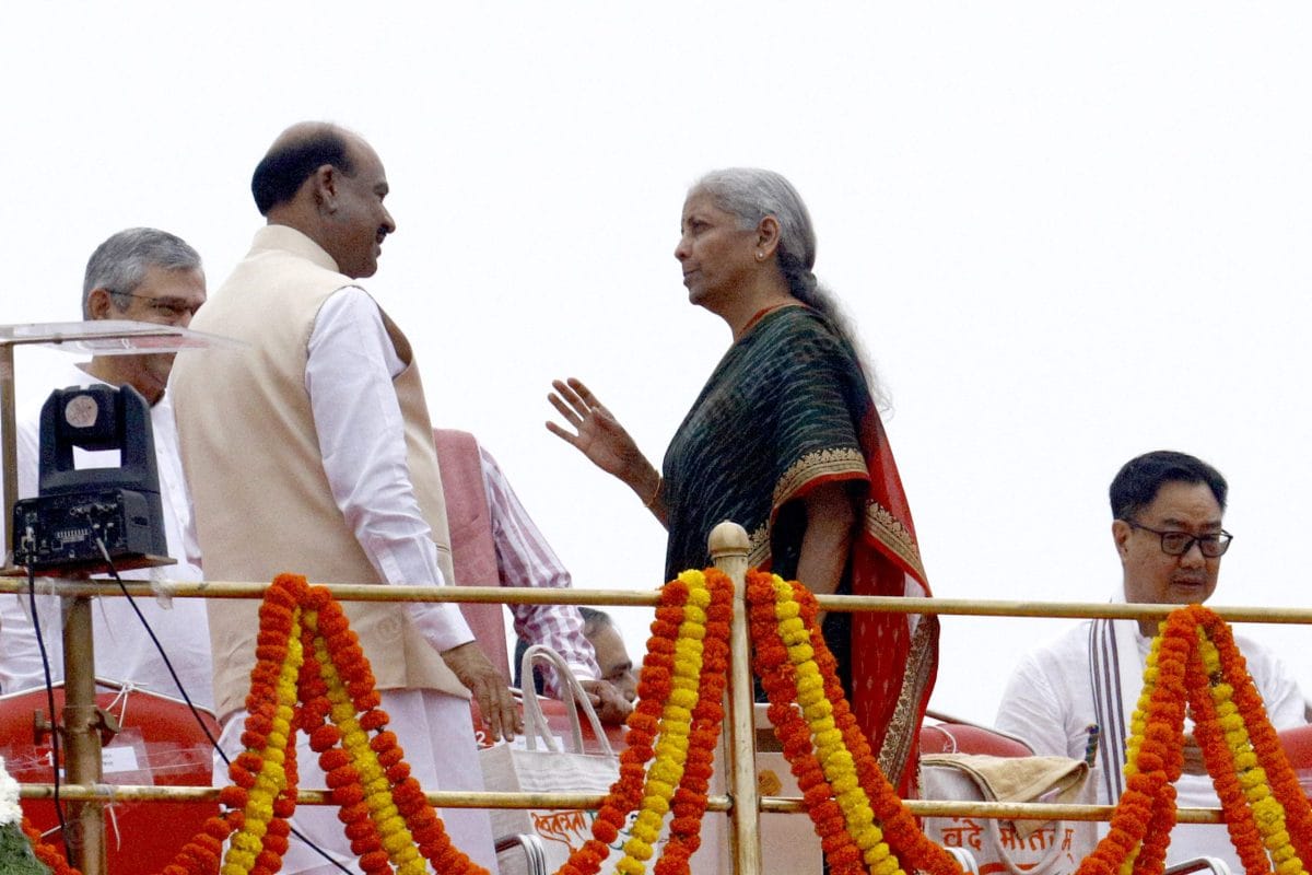 Lok Sabha speaker Om Birla along with Nirmala Sitharaman | Praveen Jain | ThePrint