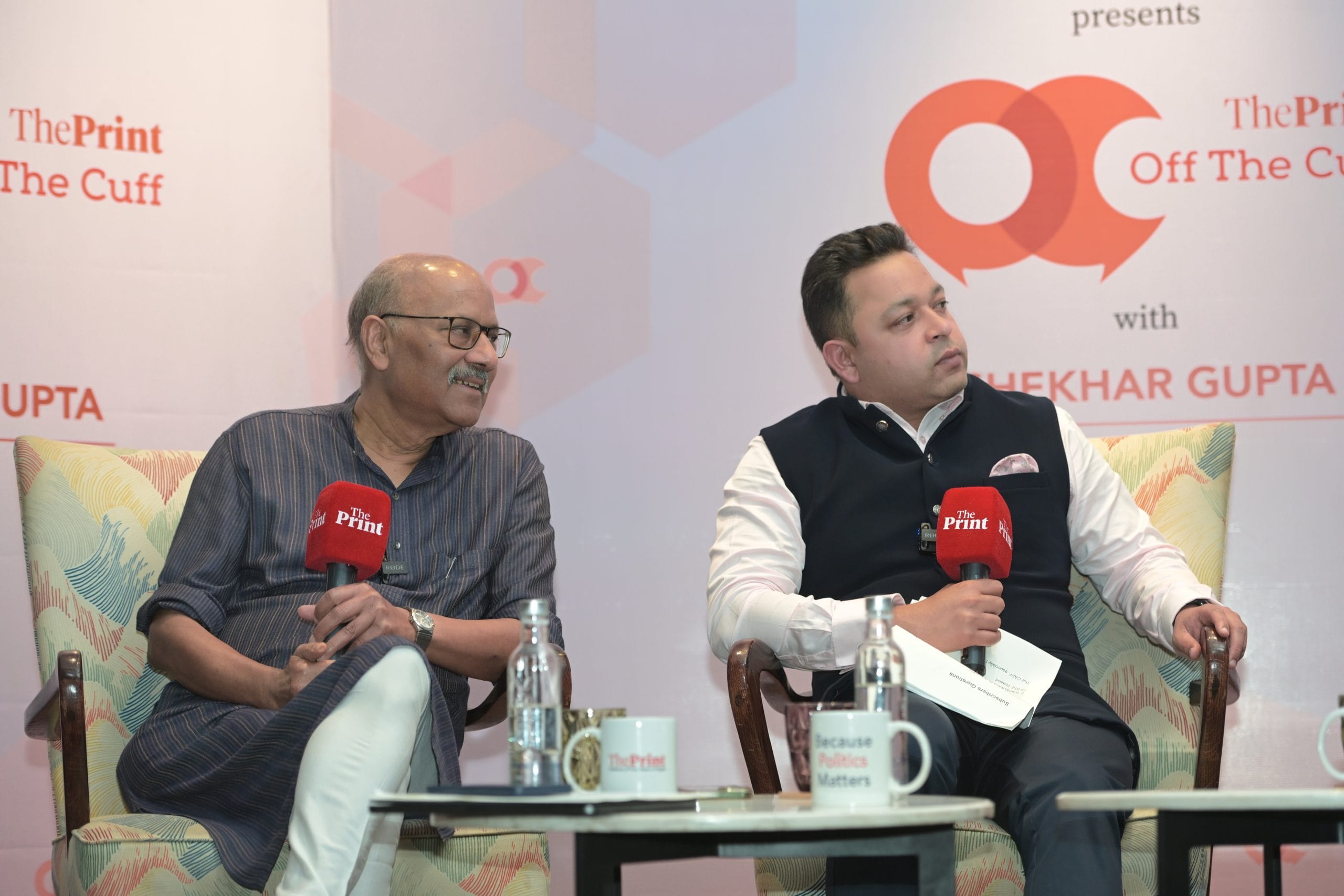 (From Left to Right) Shekhar Gupta, ThePrint Founder & Editor-in-Chief, and Snehesh Alex Philip, Editor-Defence and Diplomacy | Suraj Singh Bisht/ThePrint