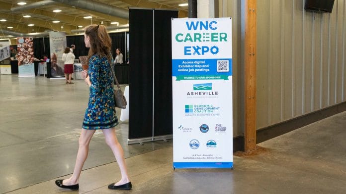 A jobseeker during the WNC Career Expo job fair in Fletcher, North Carolina, US, on Thursday, April 16, 2026. The Department of Labor is expected to release initial jobless claims figures on April 23. | Bloomberg