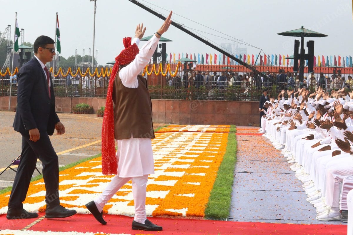 PM Modi waves to the crowd after Independence Day address at Red Fort | Praveen Jain | ThePrint