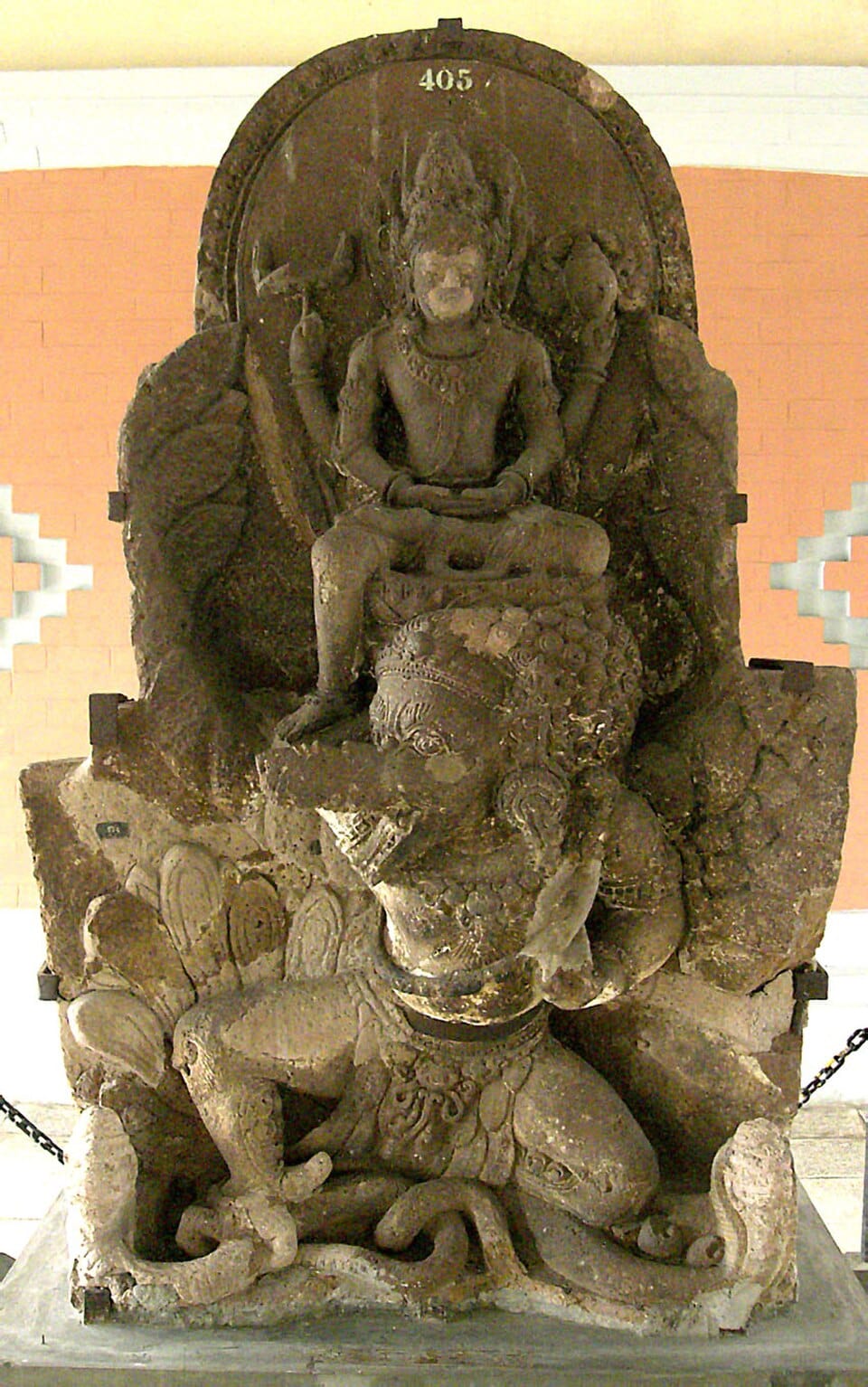 Deified statue of King Airlangga depicted as Vishnu mounting Garuda, found in 11th century CE, Belahan Temple, East Java, Indonesia | Wikimedia Commons