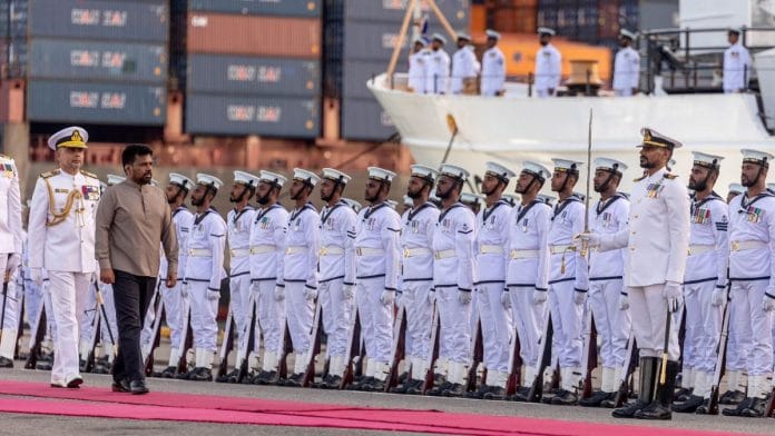 Sri Lankan President Anura Kumara Dissanayake at the commissioning ceremony of the offshore patrol vessel Samudravijaya, Port of Colombo, 4 June | X/@anuradisanayake
