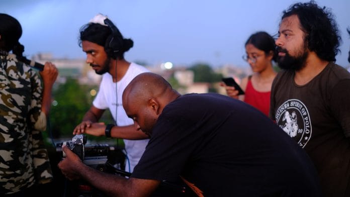 Director Parth Saurabh with cinematographer Pradeep Vignavelu at shoot of 'Pokhar Ke Dunu Paar' | By special arrangement